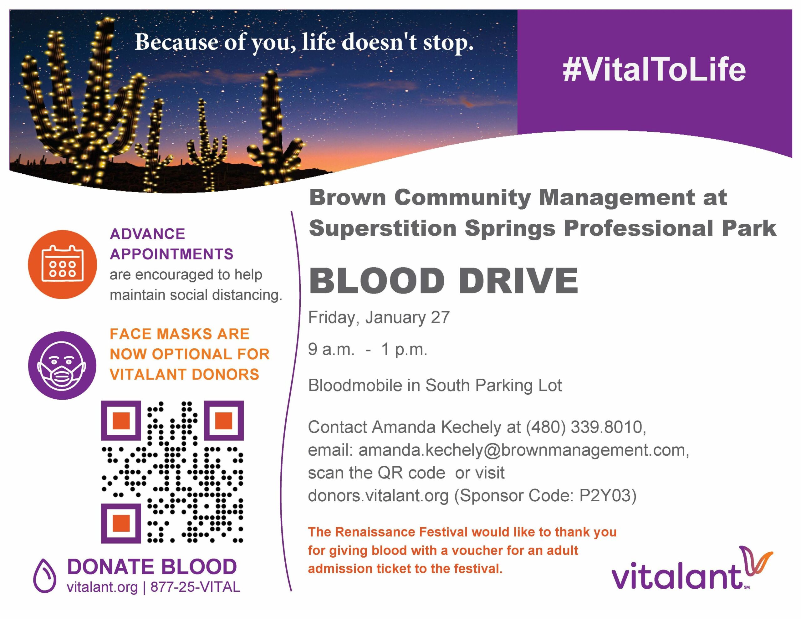 Vitalant Blood Drive - January 2023 - Brown Community Management - A 